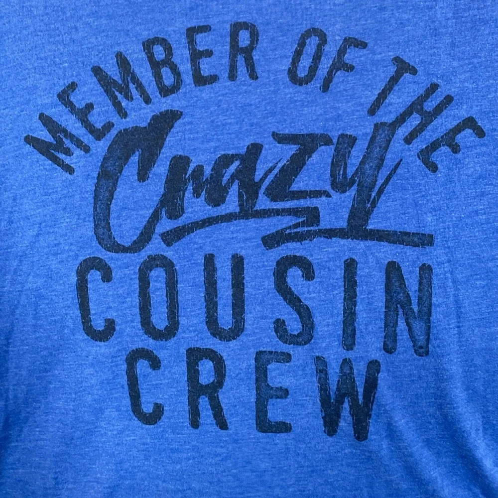 Member of the Crazy Cousin Crew Blue T-Shirt, Size Youth Medium